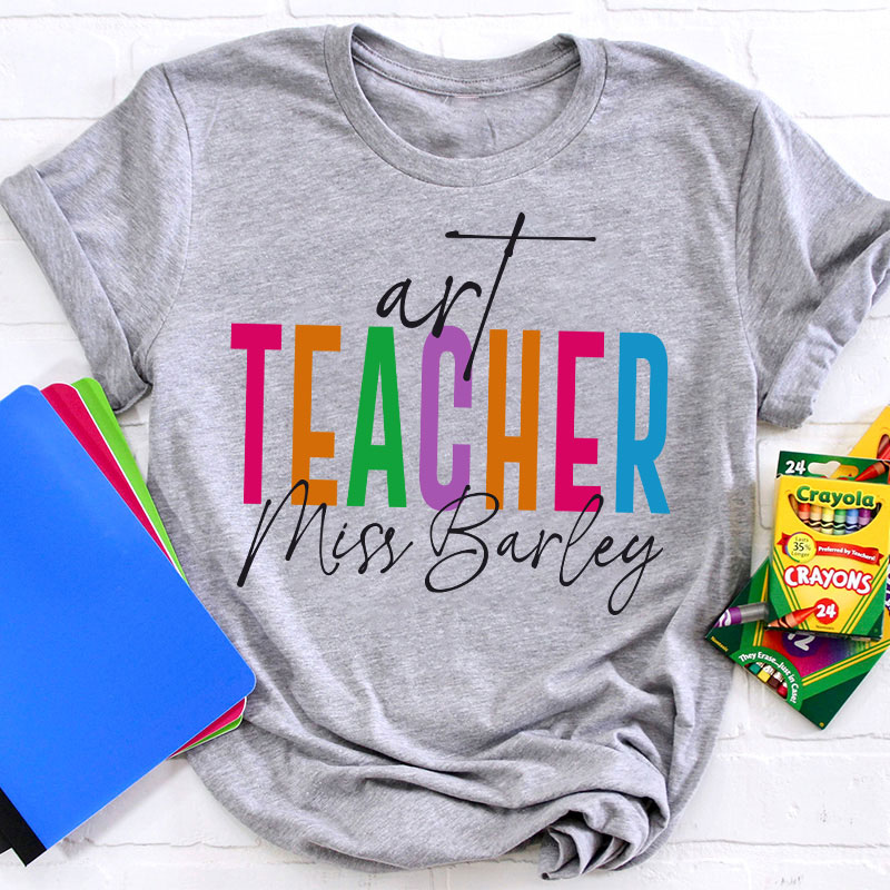 Personalized Teacher's Name Colorful Tie Dye Teacher T-Shirt