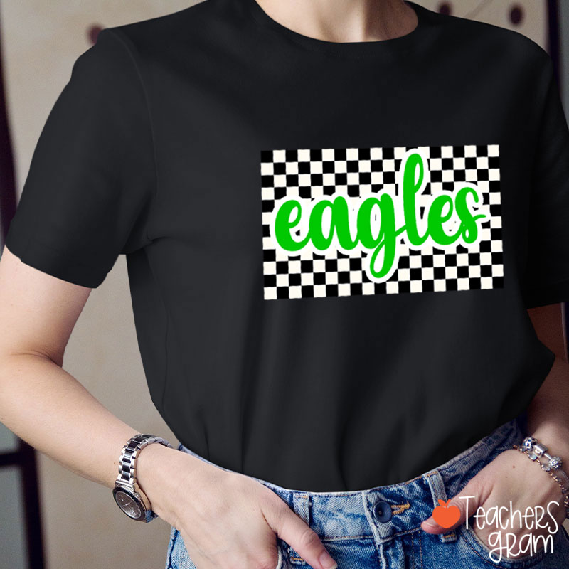Personalized Retro Style Checkerboard Teacher T-Shirt