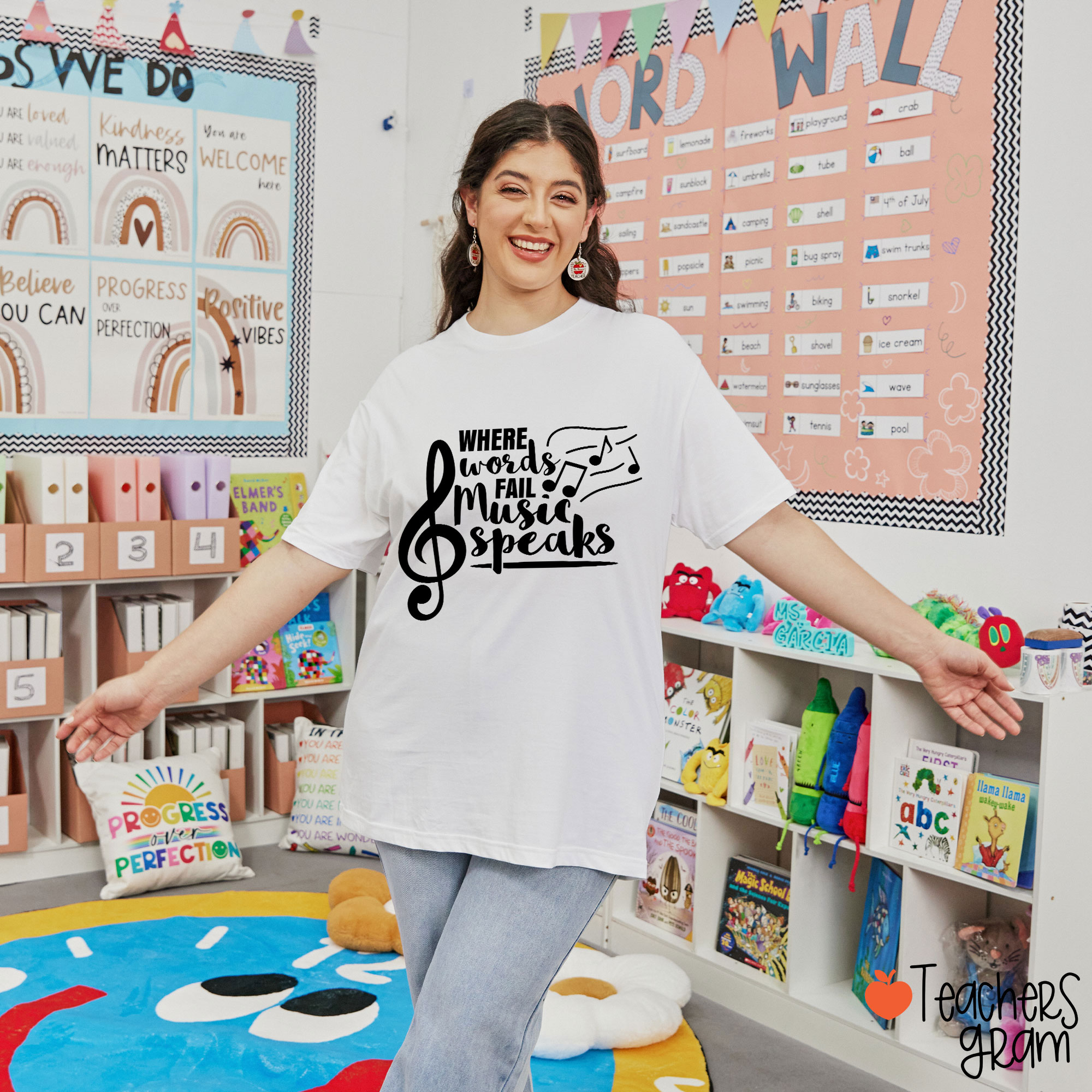 Where Words Fail Music Speaks Teacher T-Shirt