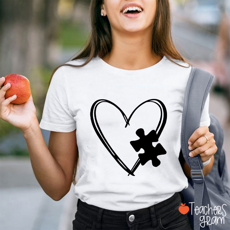 Love Autism Puzzle Teacher T-Shirt