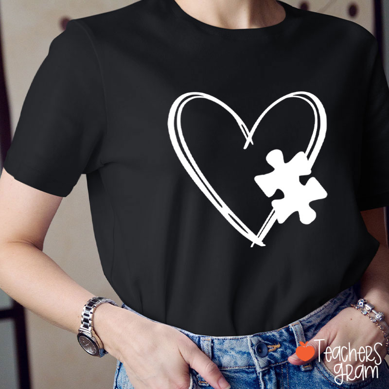 Love Autism Puzzle Teacher T-Shirt