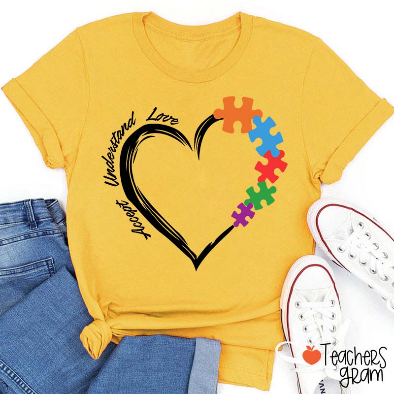 Accept Understand Love Autism Awareness Teacher T-Shirt