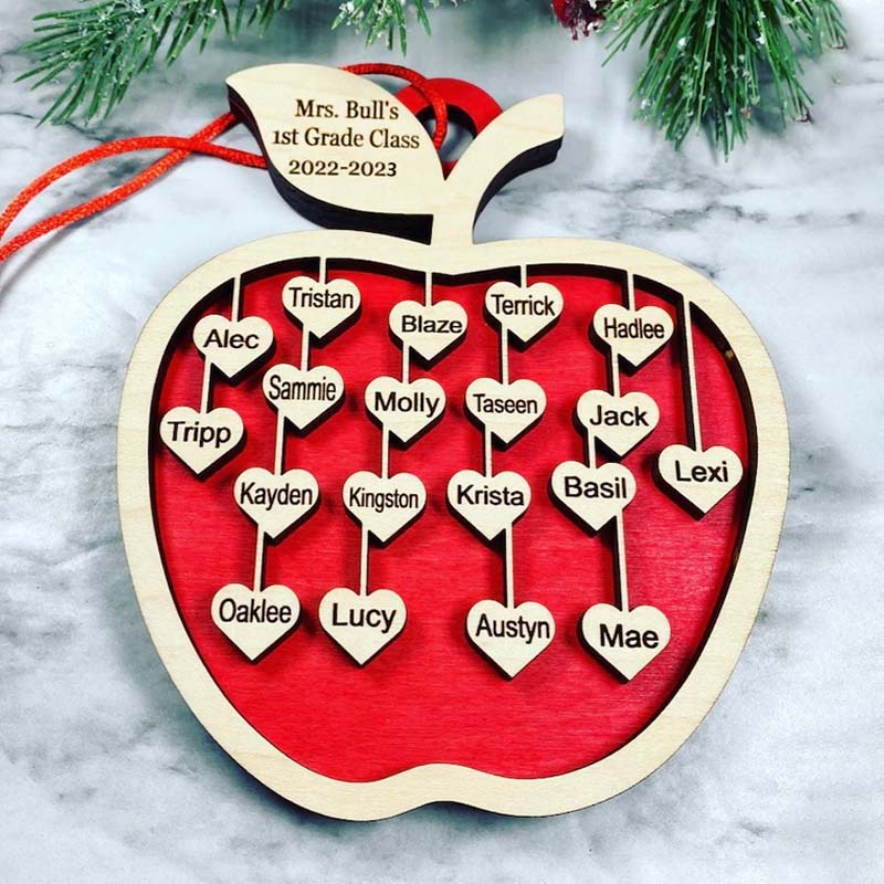Personalized With Up To Student’s Names Teacher Wooden Christmas Ornament