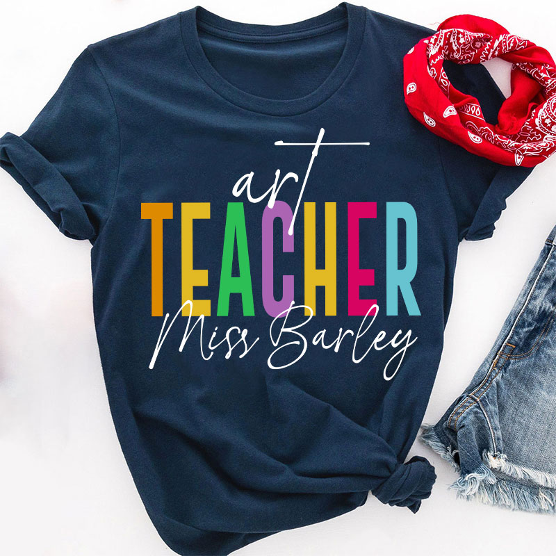 Personalized Teacher's Name Colorful Tie Dye Teacher T-Shirt