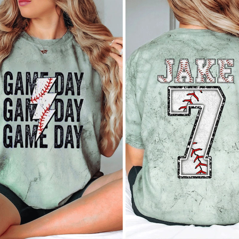 Personalized Baseball Team Name And Number Teacher Printed T-Shirt