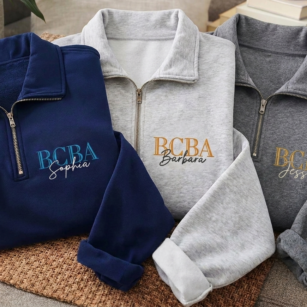 Personalized Name Embroidered BCBA Quarter Zip Sweatshirt