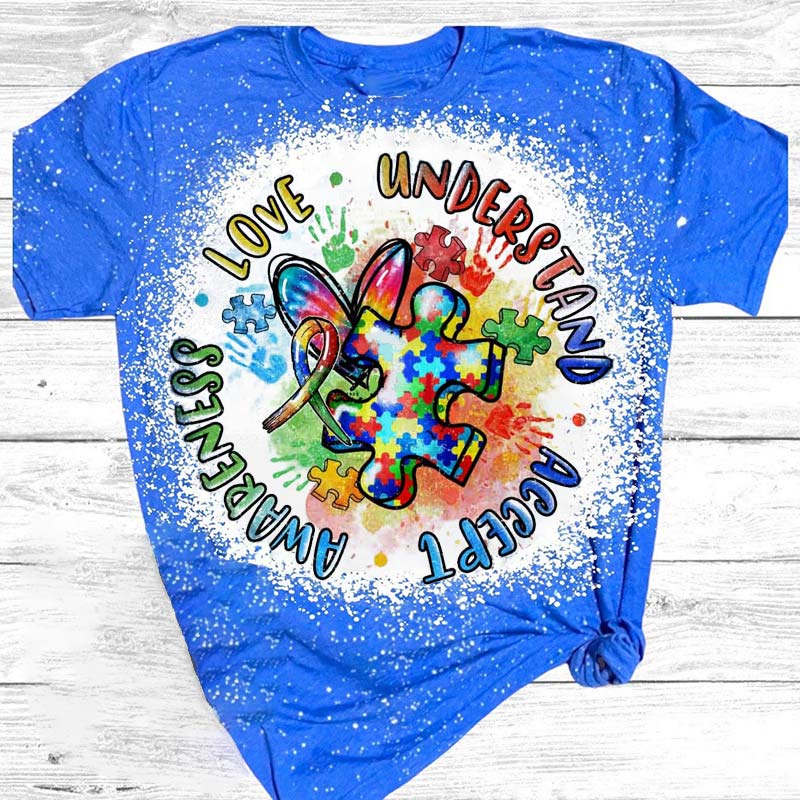 Love Understand Accept Awareness Teacher Printed T-Shirt