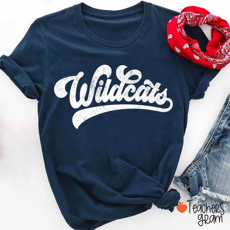 Personalized Mascot Washed And Distressed Print Teacher T-Shirt