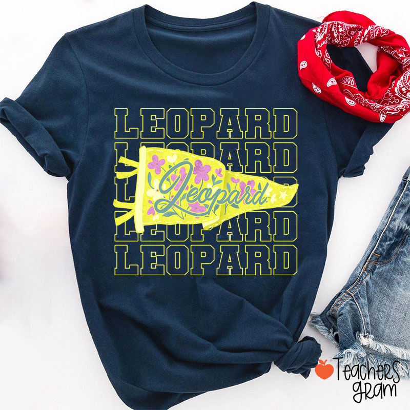 Personalized Mascot Flowers Pennant Teacher T-Shirt