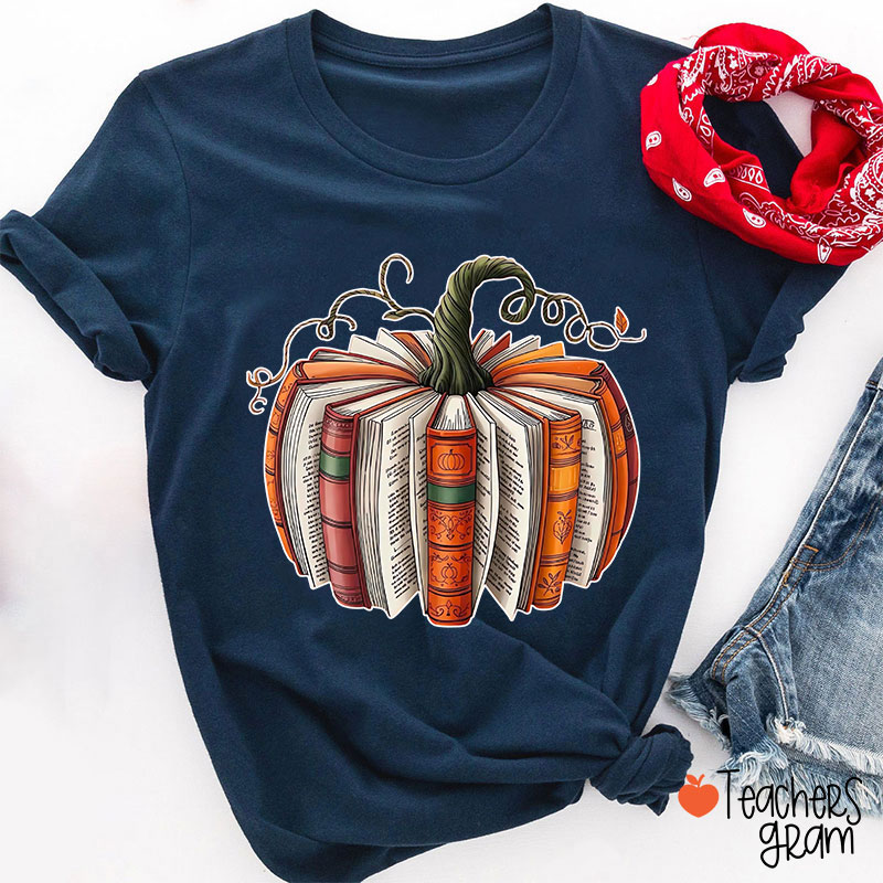 Pumpkin Book Teacher T-Shirt
