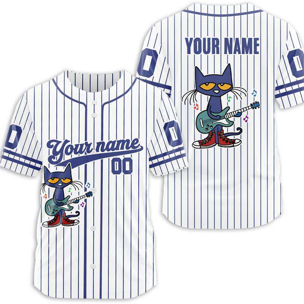 Personalized The Cat Playing Guitar Teacher Baseball Jersey