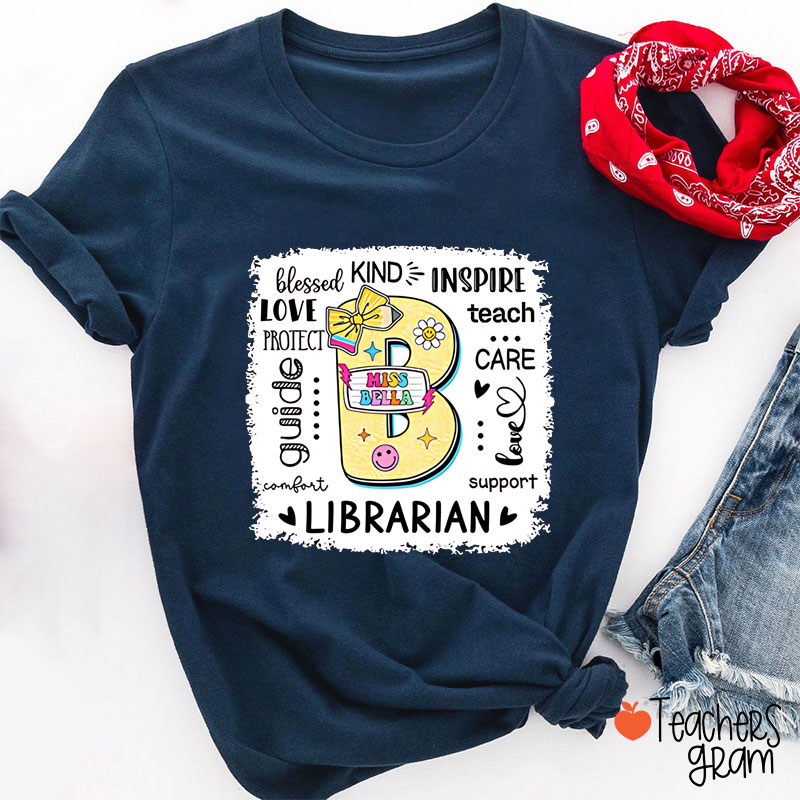 Personalized Name And Initials Blessed Kind Inspire Teacher T-Shirt