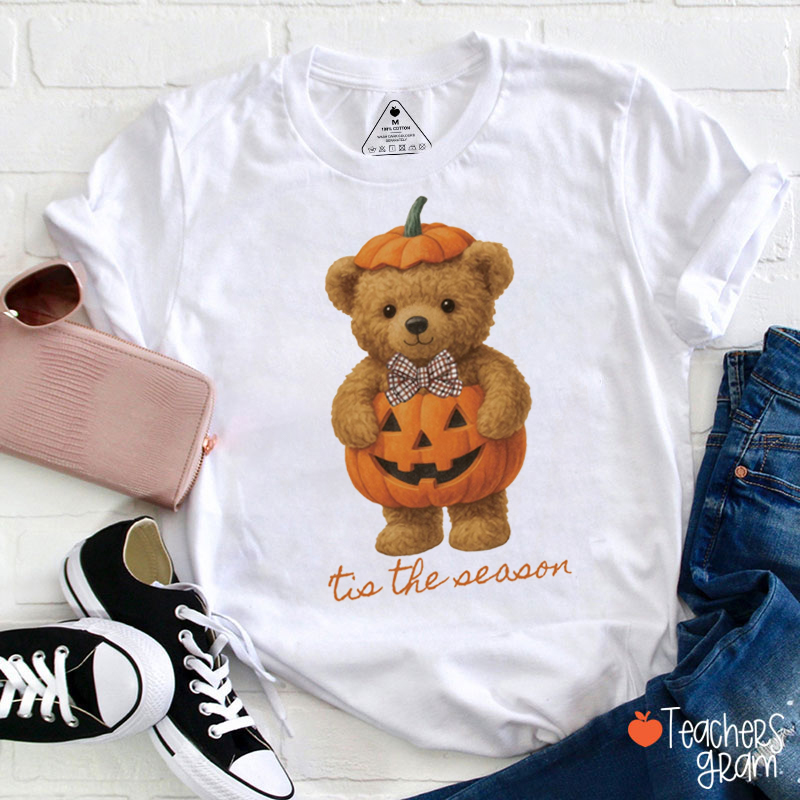 Halloween Pumpkin  Bear Teacher T-Shirt