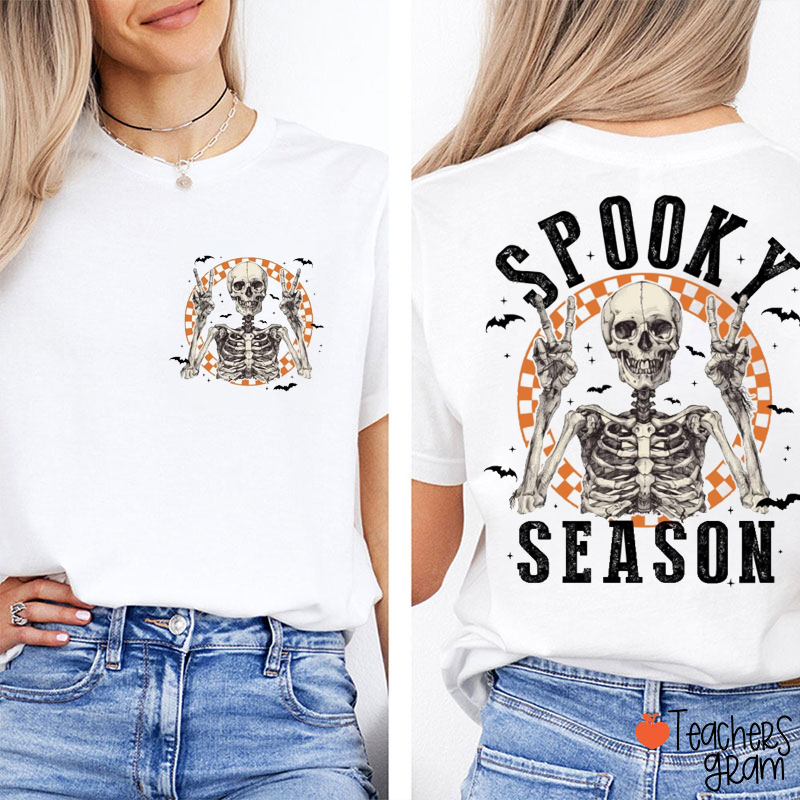 Spooky Season Teacher Two Sided T-Shirt