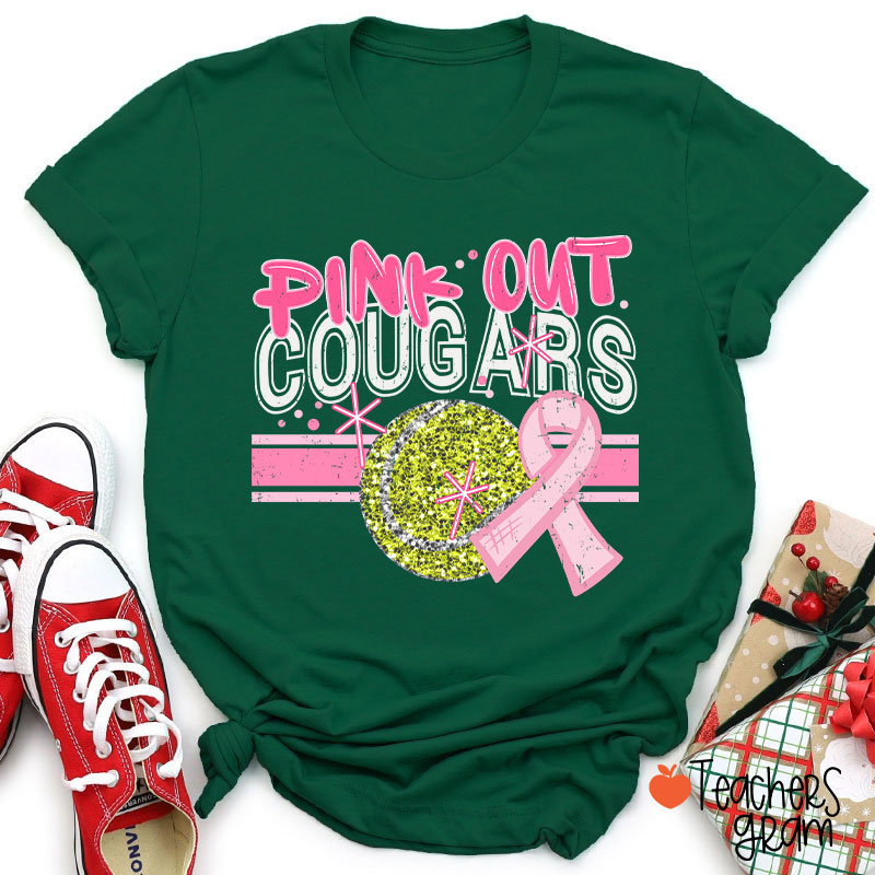 Personalized Mascot And Sport Pink Out Teacher T-Shirt