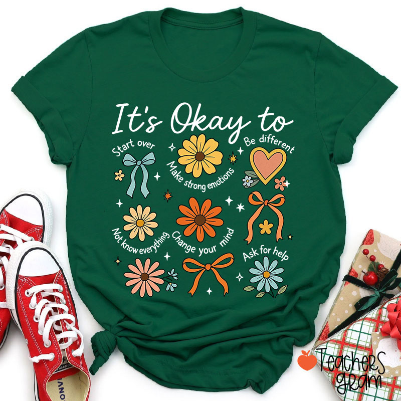 Retro Daisy It's Okay To Teacher T-Shirt