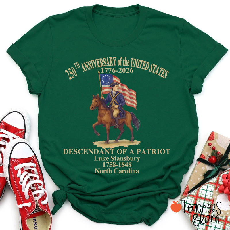 Personalized Patriotic Semiquincentennial Teacher T-Shirt