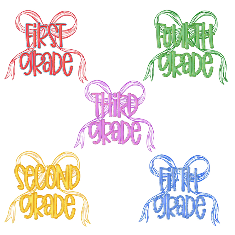 Personalized Name And Grade Colorful Bows Teacher T-Shirt