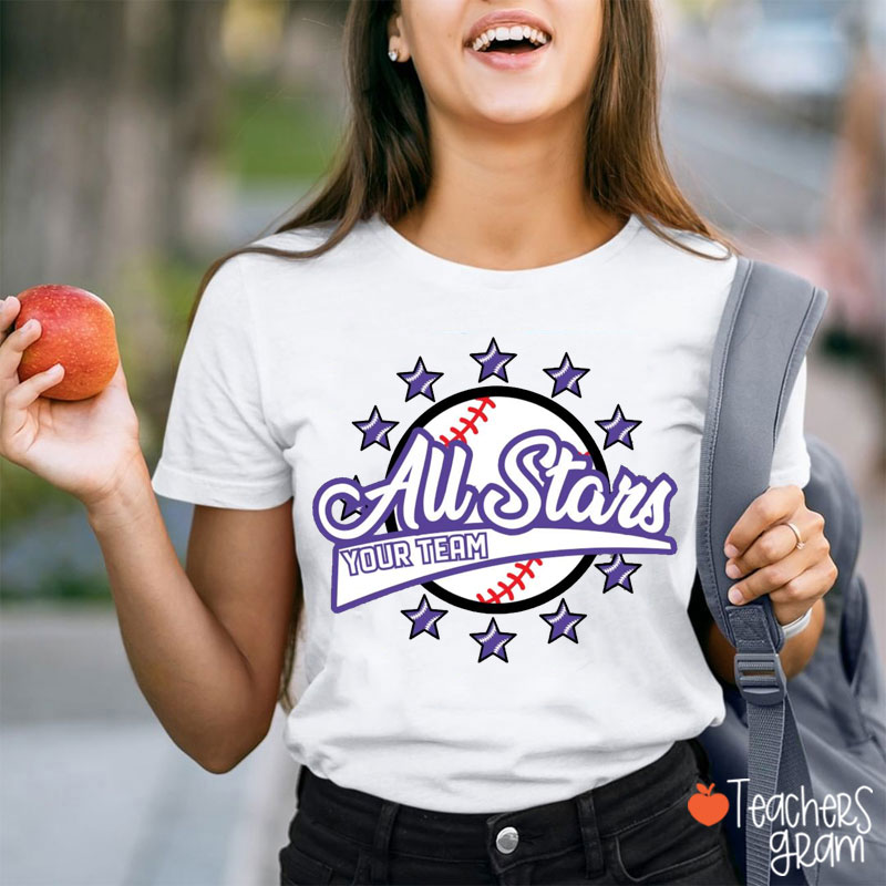 Personalized Team Name And Mascot Stars Teacher T-Shirt