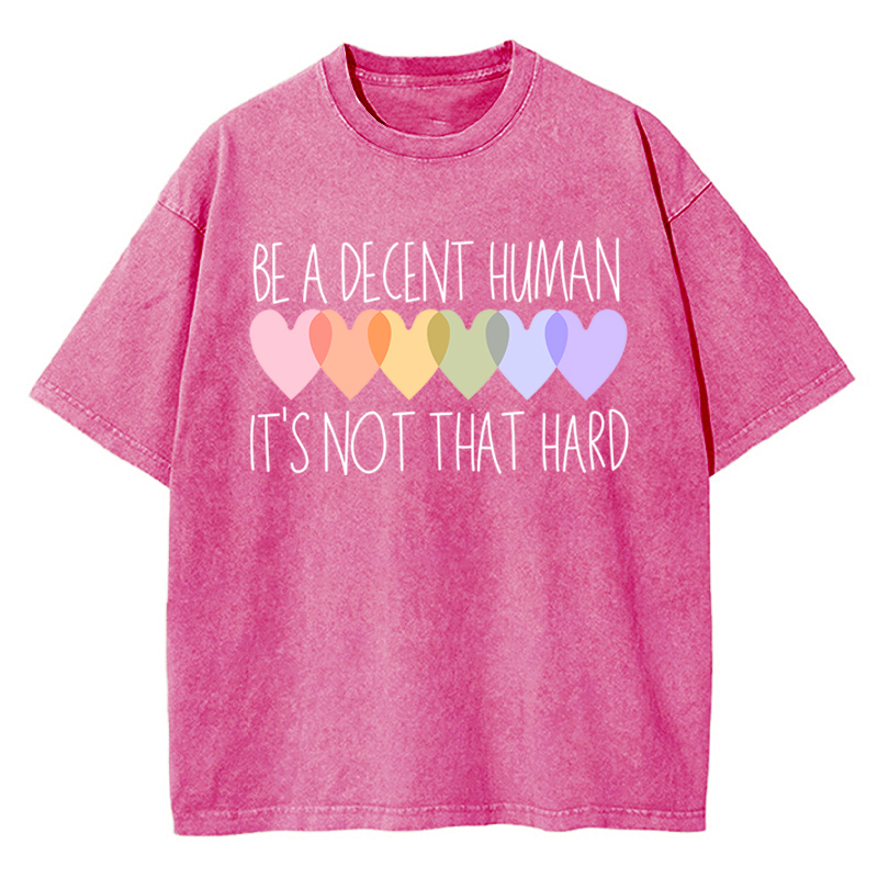 Be A Decent Human It's Not That Hard Teacher Washed T-Shirt