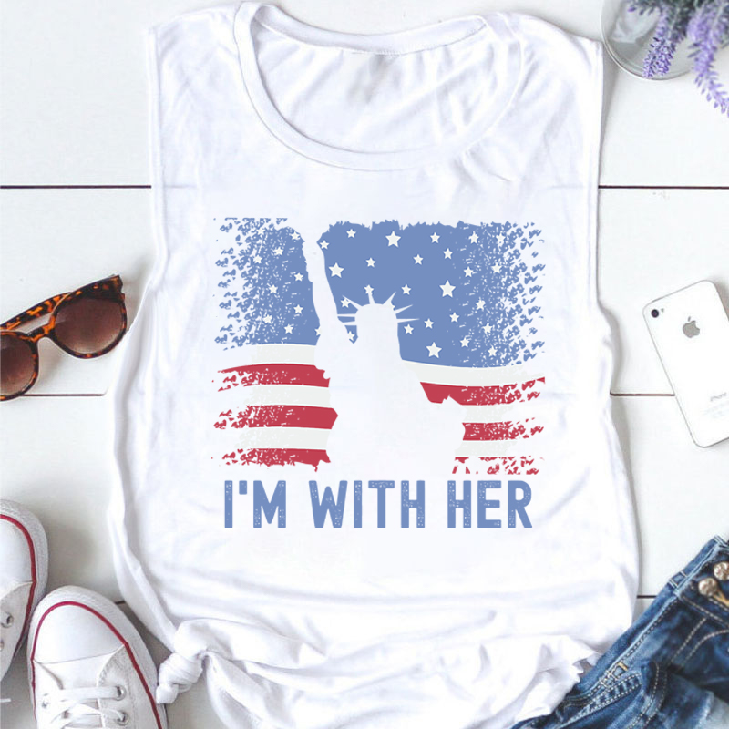 America Flag I'm With Her Teacher Tank Top
