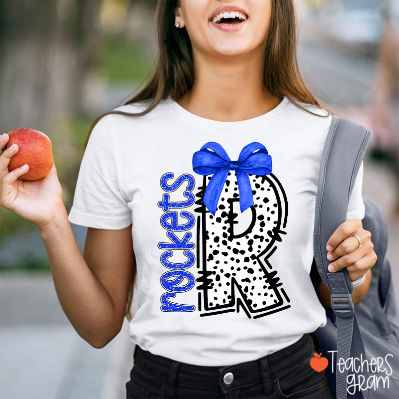 Personalized Mascot Coquette Bow Polka Dot Teacher T-Shirt