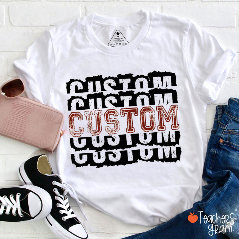 Personalized We Are Mascot Distressed Retro Stacking Teacher T-Shirt