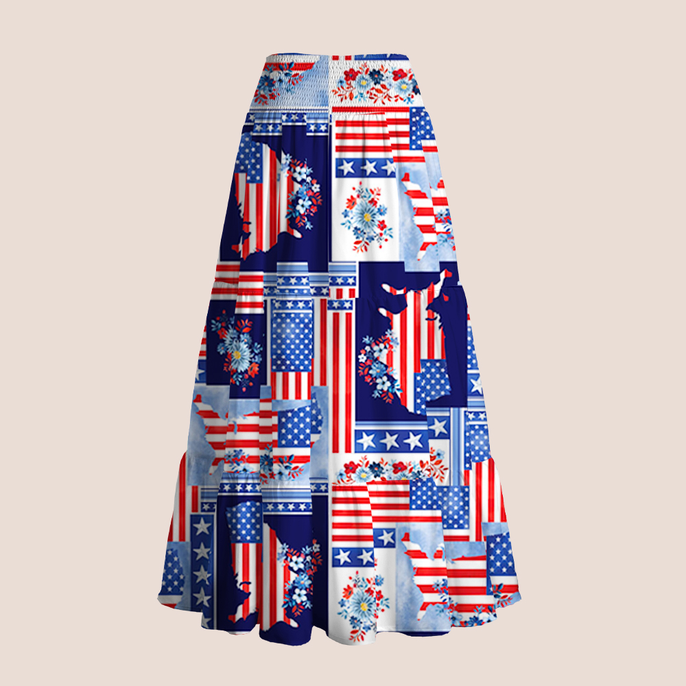 America Flag Teacher Tiered Skirt