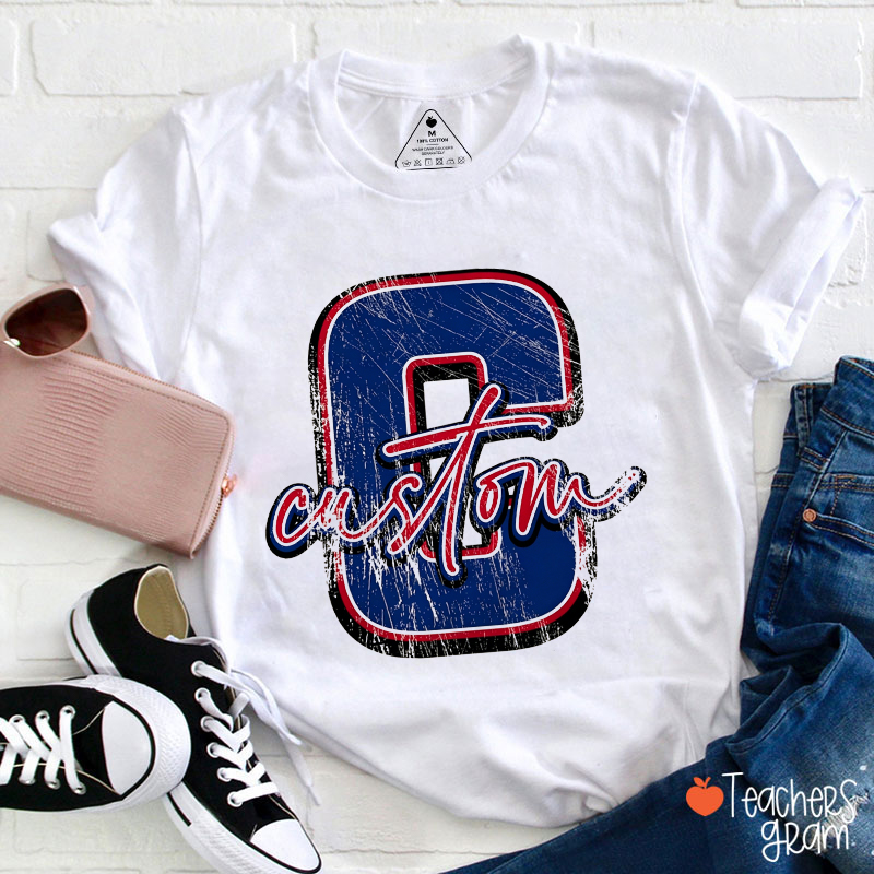 Personalized Mascot Distressed Retro School Spirit Teacher T-Shirt
