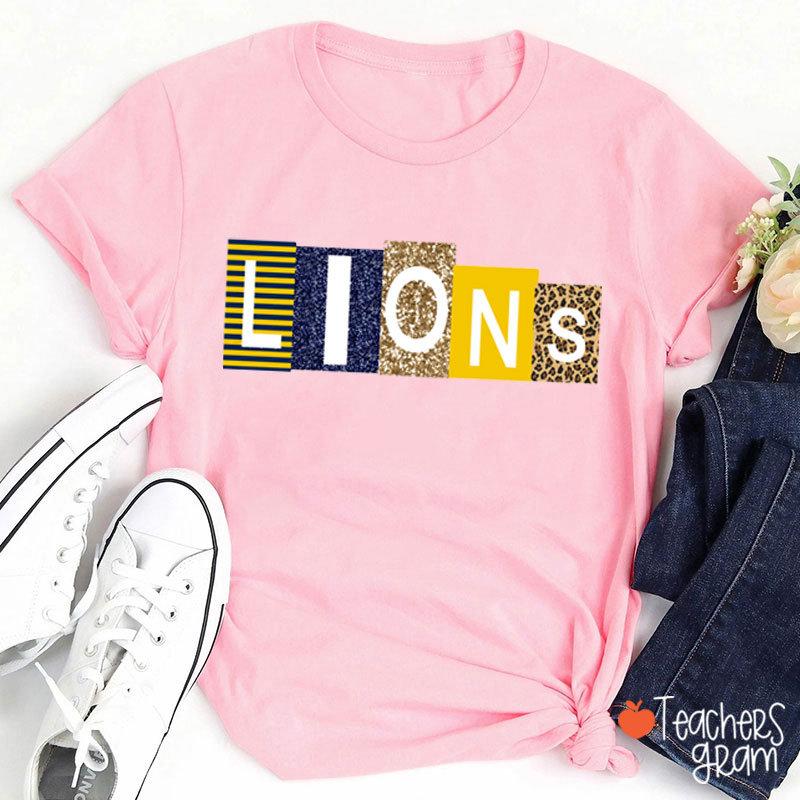 Personalized Mascot Block Stencil Teacher T-Shirt