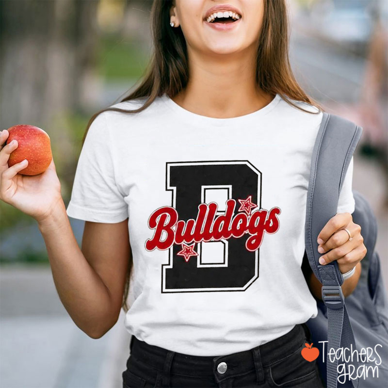 Personalized Mascot Preppy Whimsy Neon Letter Teacher T-Shirt