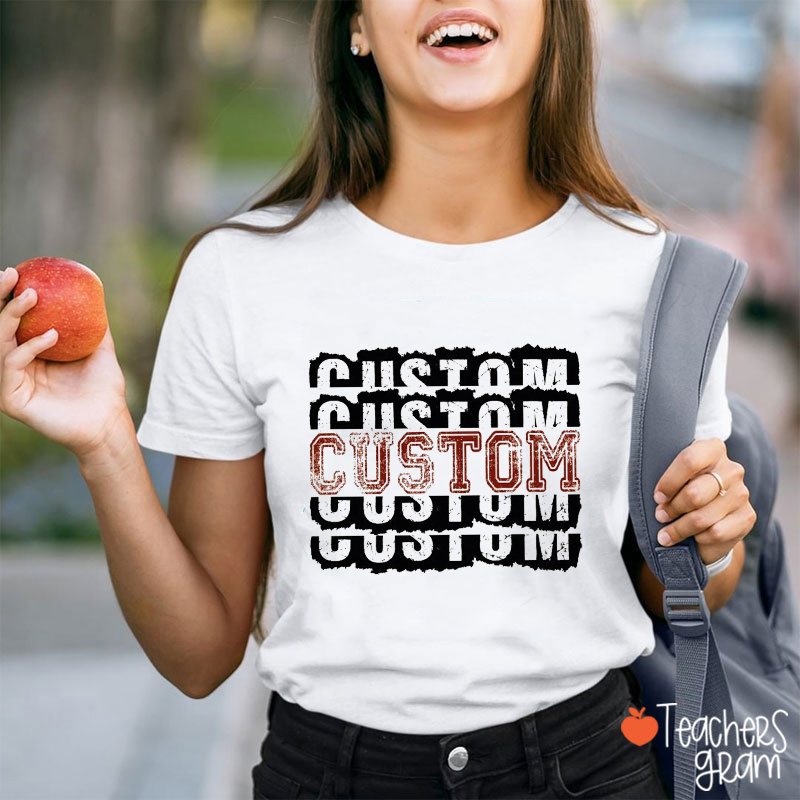Personalized We Are Mascot Distressed Retro Stacking Teacher T-Shirt
