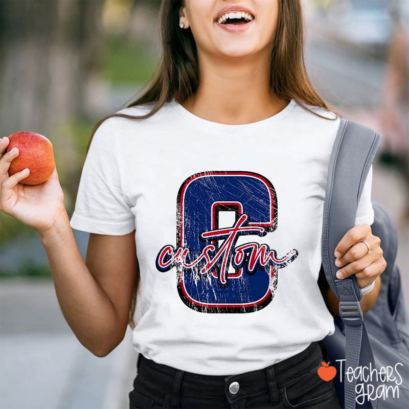 Personalized Mascot Distressed Retro School Spirit Teacher T-Shirt