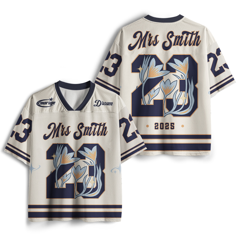 Personalized Name And Number Flowers Teacher Mesh Jersey