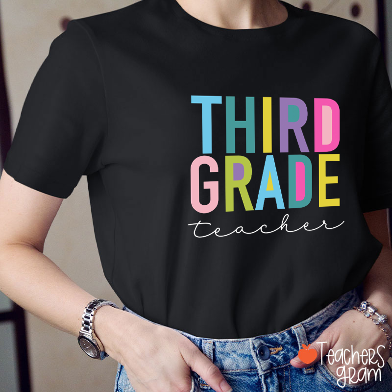 Personalized Colorful Flat Font Teacher T-Shirt