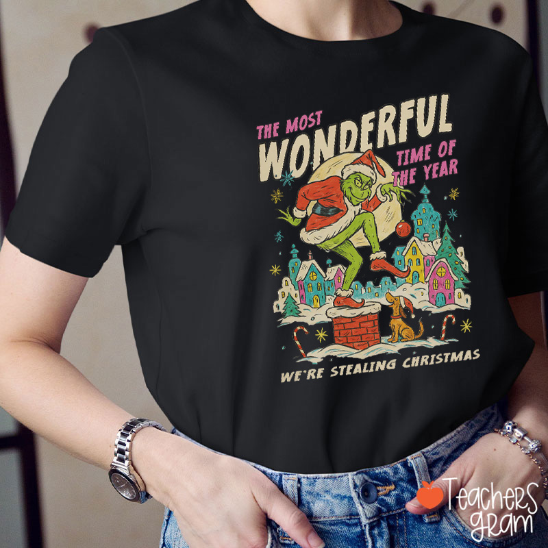 Vintage The Most Wonderful Time Of The Year Christmas Teacher T-Shirt