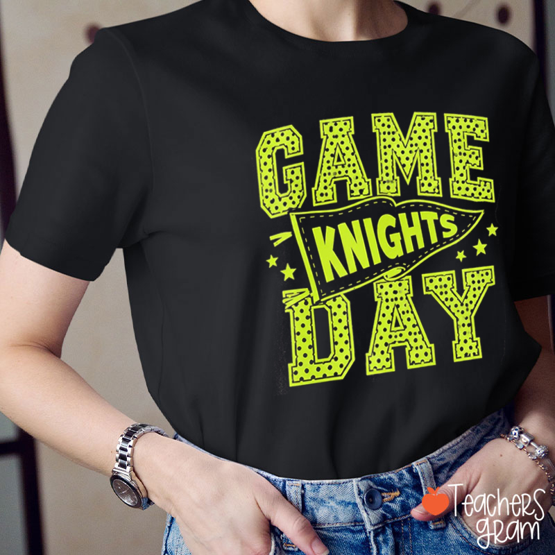 Personalized Cute Dot School Spirit Game Day Teacher T-Shirt
