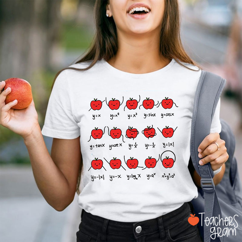 Fifteen Dancing Red Apples And Functions Teacher T-Shirt