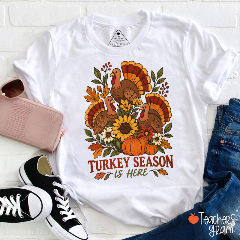 Fall Turkey Season Teacher T-Shirt