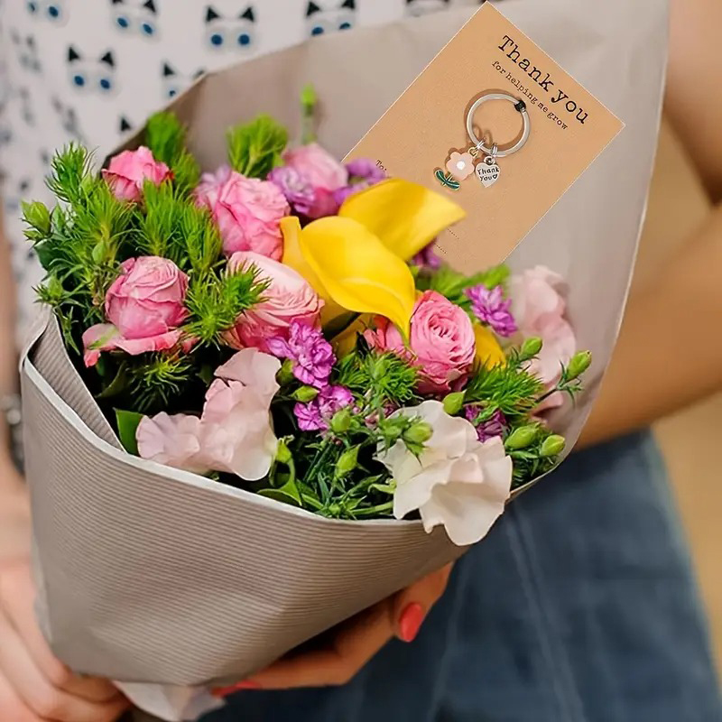 Thank You For Helping Me Grow Teacher Keychain