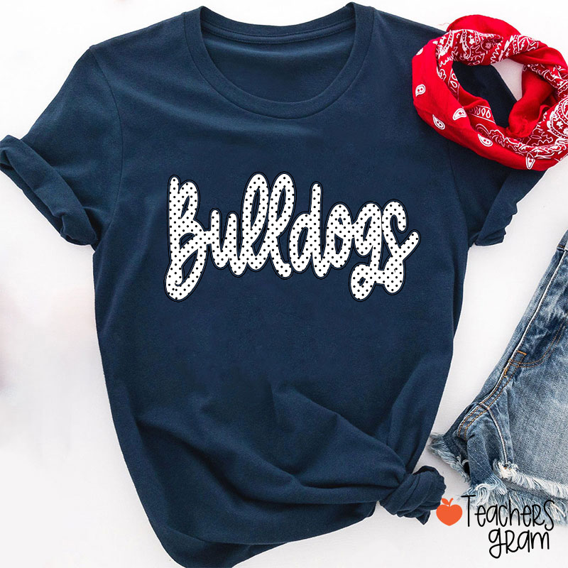 Personalized Mascot Polka Dot Letter Teacher T-Shirt
