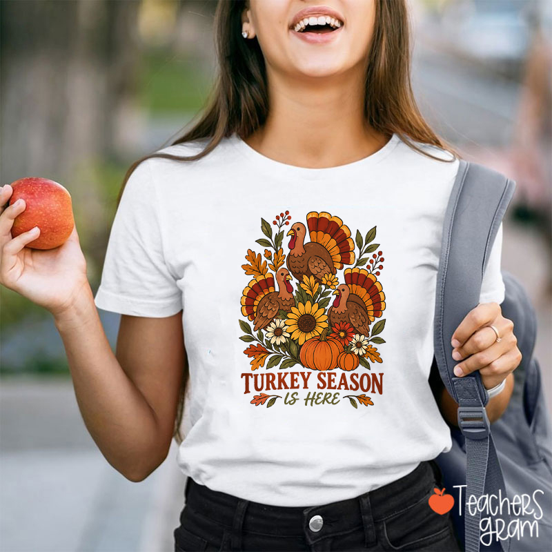 Fall Turkey Season Teacher T-Shirt