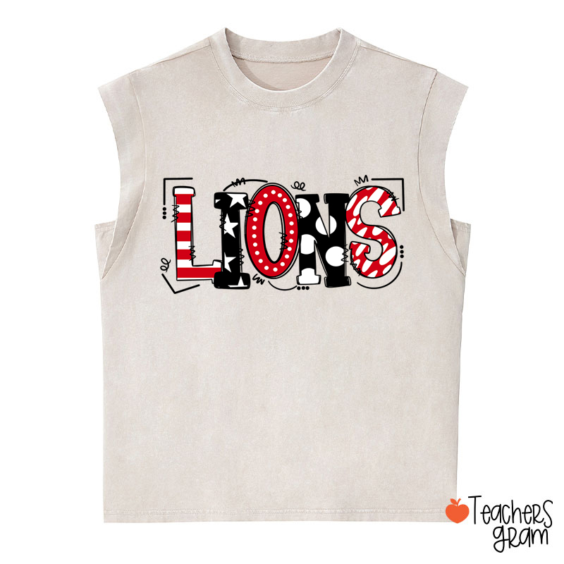 Personalized Mascot Cute Fonts Game Day Teacher Washed Tank Top