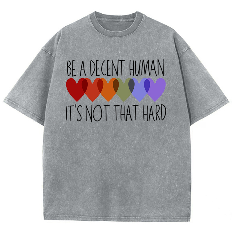 Be A Decent Human It's Not That Hard Teacher Washed T-Shirt