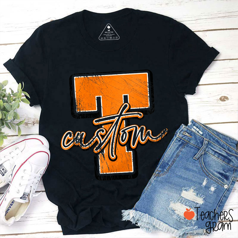 Personalized Mascot Distressed Retro School Spirit Teacher T-Shirt