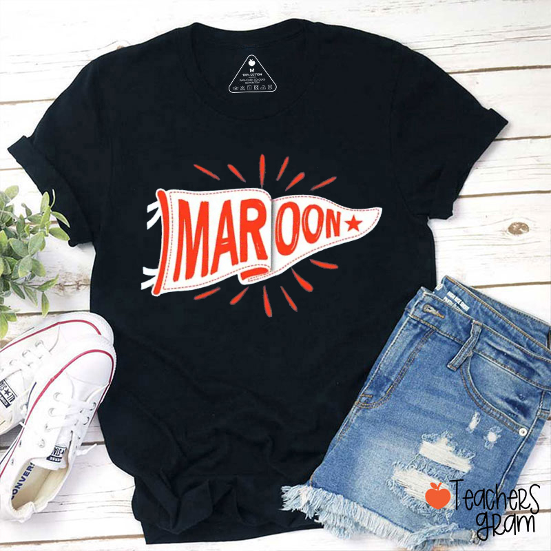 Personalized Mascot Watercolor Pennants Flag Teacher T-Shirt