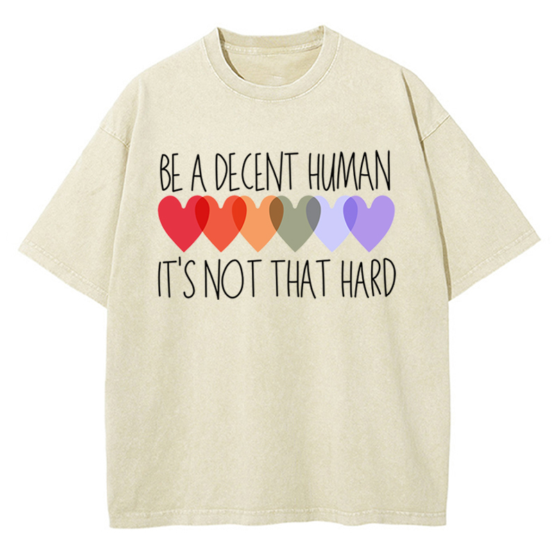 Be A Decent Human It's Not That Hard Teacher Washed T-Shirt