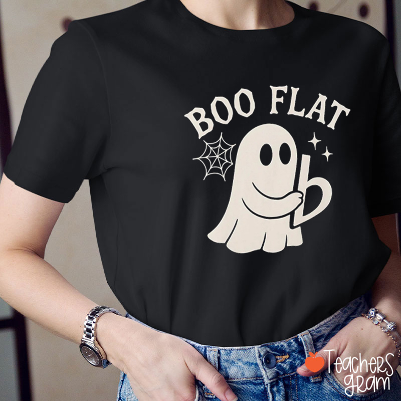 Boo Flat Halloween Teacher T-Shirt