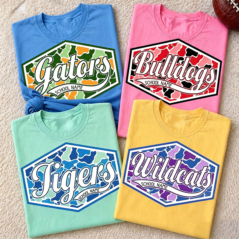 Personalized School Mascot Floral Teacher T-Shirt