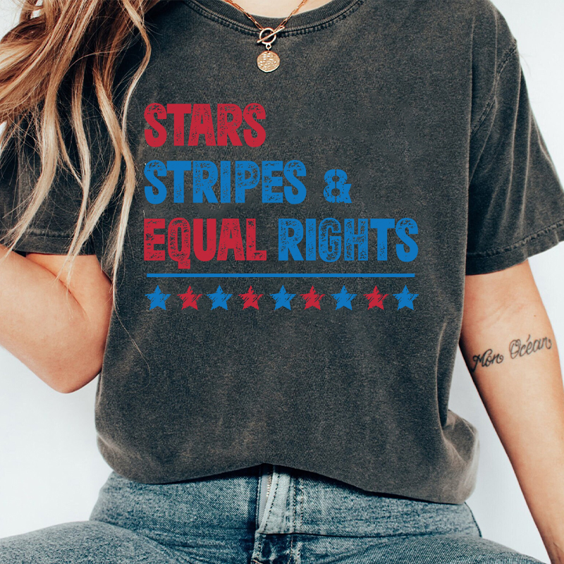 Stars Stripes And Equal Rights Teacher Washed T-Shirt